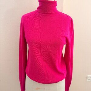 J. CREW Women's Merino Wool Fuschia Size Small Turtleneck Sweater